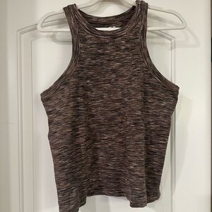 LOFT Gray Brown Fitted Tank Top